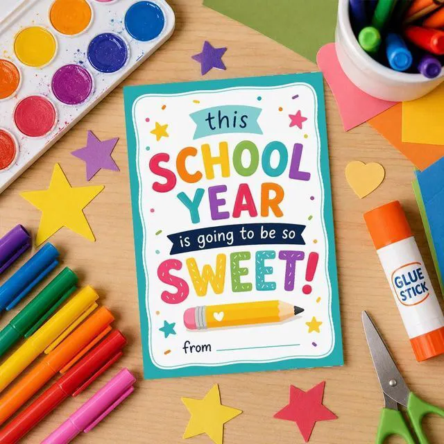 Alt view image 4 of 7 - Back To School Greeting Card, Sweet School Year Appreciation Card | 8x5.3 Inch Card with Envelope, Classroom Theme with Inspirational Message for Students Teachers and Back To School Gift