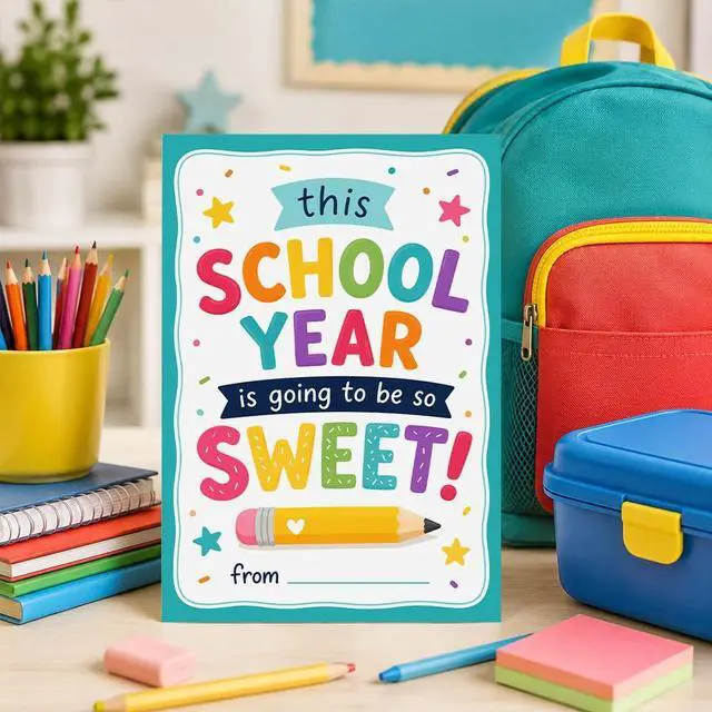 Alt view image 5 of 7 - Back To School Greeting Card, Sweet School Year Appreciation Card | 8x5.3 Inch Card with Envelope, Classroom Theme with Inspirational Message for Students Teachers and Back To School Gift