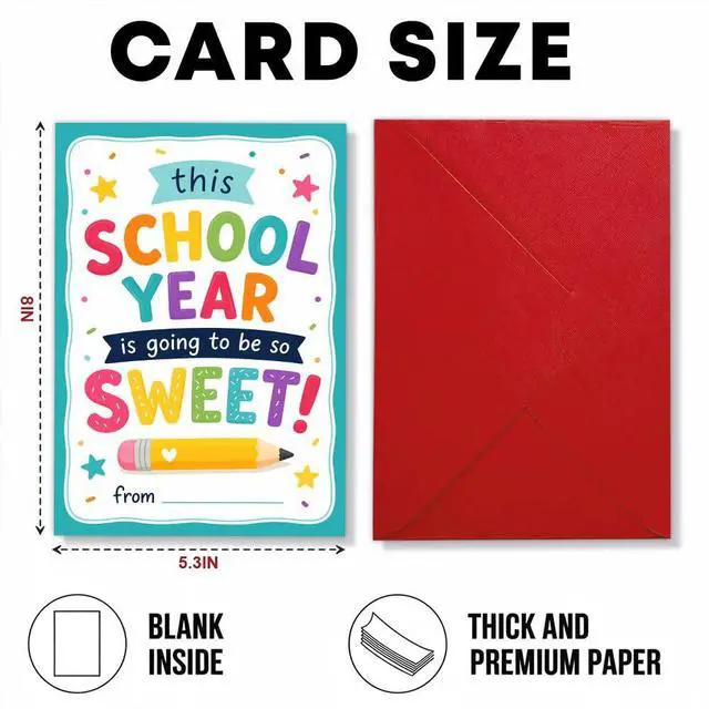Alt view image 6 of 7 - Back To School Greeting Card, Sweet School Year Appreciation Card | 8x5.3 Inch Card with Envelope, Classroom Theme with Inspirational Message for Students Teachers and Back To School Gift