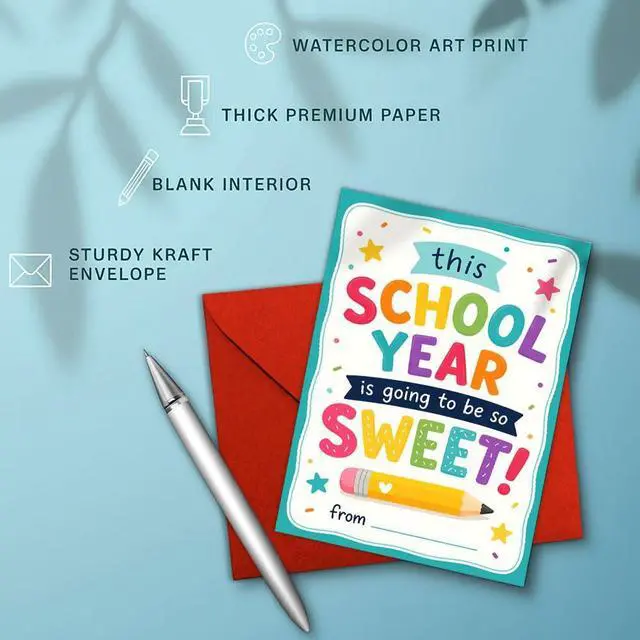 Alt view image 7 of 7 - Back To School Greeting Card, Sweet School Year Appreciation Card | 8x5.3 Inch Card with Envelope, Classroom Theme with Inspirational Message for Students Teachers and Back To School Gift