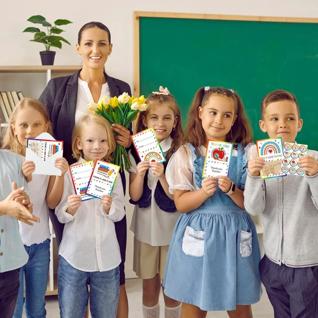 Alt view image 3 of 7 - 24 Pack Teacher Appreciation Thank You Cards with Envelopes and Stickers Bulk Back to School Thank You Notes for Preschool Kindergarten Teacher Gifts