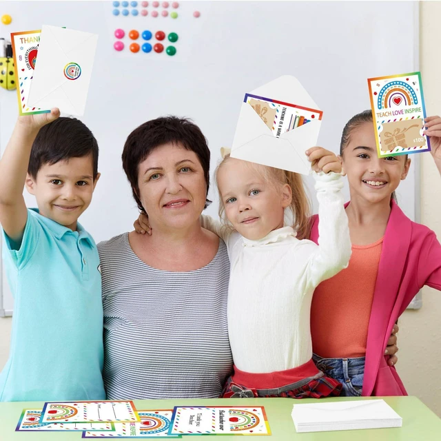 Alt view image 4 of 7 - 24 Pack Teacher Appreciation Thank You Cards with Envelopes and Stickers Bulk Back to School Thank You Notes for Preschool Kindergarten Teacher Gifts