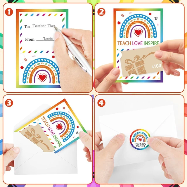 Alt view image 6 of 7 - 24 Pack Teacher Appreciation Thank You Cards with Envelopes and Stickers Bulk Back to School Thank You Notes for Preschool Kindergarten Teacher Gifts