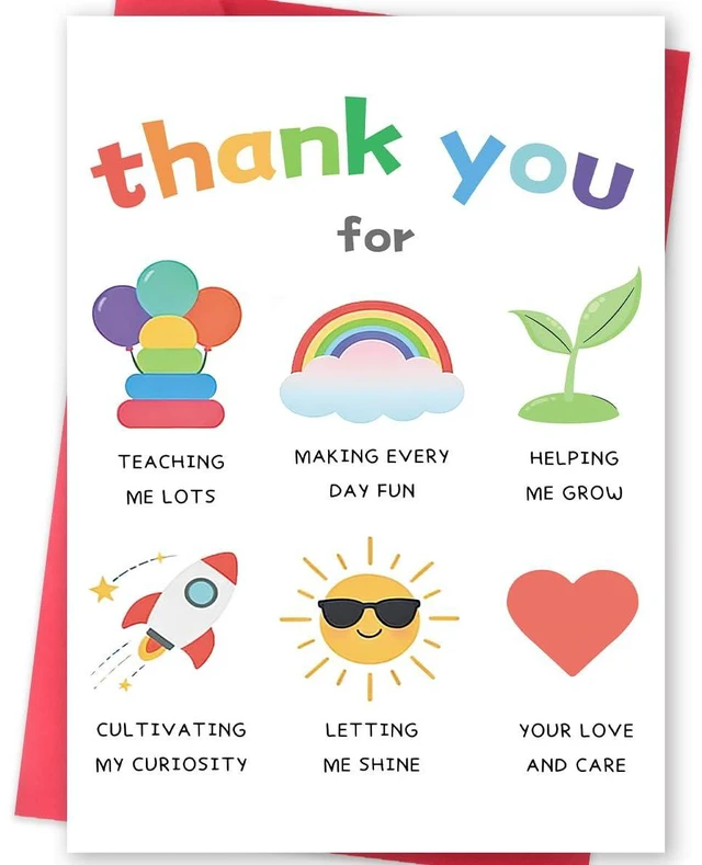 Main image of Teacher Thank You Card, Appreciation Greeting Card for Teacher, Thank You for Teaching Me Lots and Making Every Day Fun Card with Envelope
