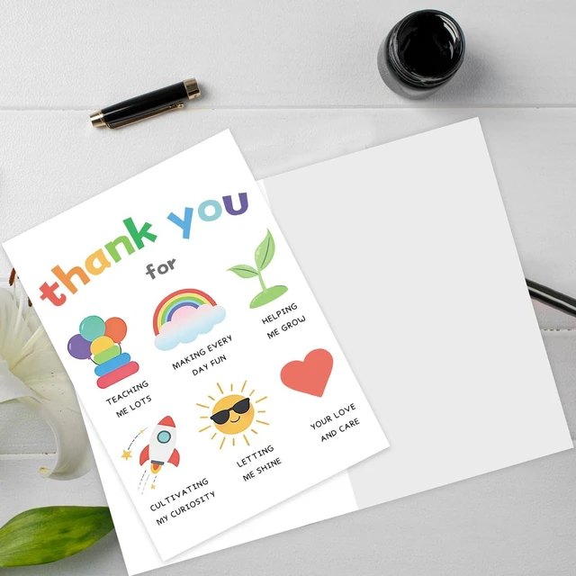Alt view image 2 of 6 - Teacher Thank You Card, Appreciation Greeting Card for Teacher, Thank You for Teaching Me Lots and Making Every Day Fun Card with Envelope