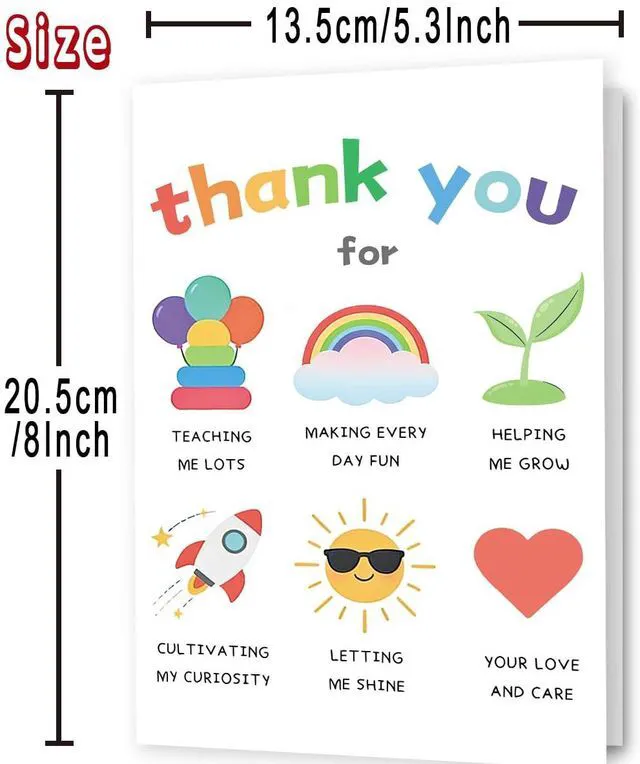 Alt view image 3 of 6 - Teacher Thank You Card, Appreciation Greeting Card for Teacher, Thank You for Teaching Me Lots and Making Every Day Fun Card with Envelope