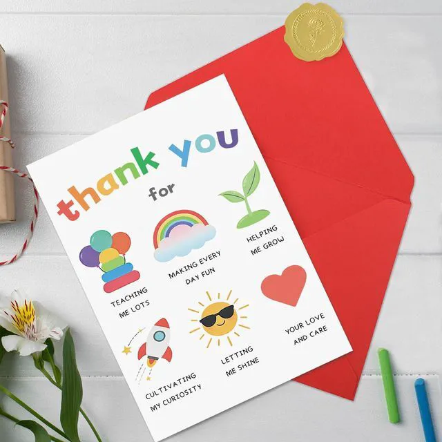 Alt view image 4 of 6 - Teacher Thank You Card, Appreciation Greeting Card for Teacher, Thank You for Teaching Me Lots and Making Every Day Fun Card with Envelope