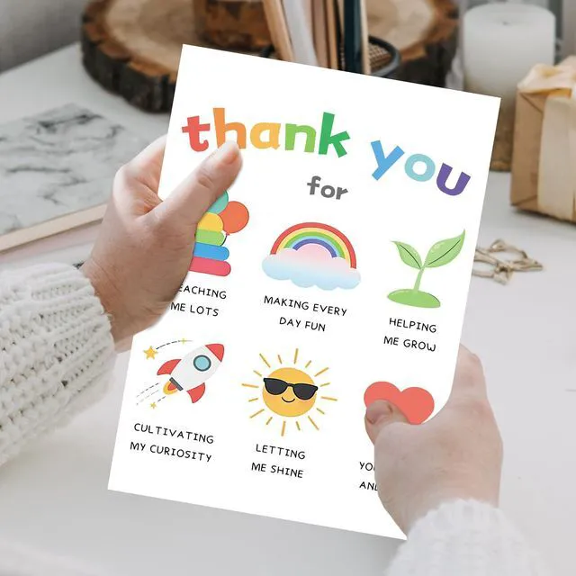 Alt view image 6 of 6 - Teacher Thank You Card, Appreciation Greeting Card for Teacher, Thank You for Teaching Me Lots and Making Every Day Fun Card with Envelope