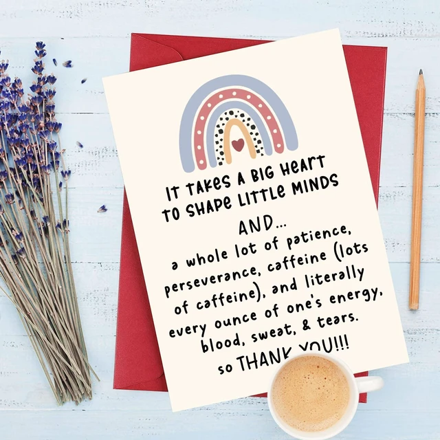 Alt view image 3 of 5 - Thank You Teacher Card, Appreciation Greeting Cards for Teachers, It Takes A Big Heart to Shape Little Minds Thanks Teacher Greeting Card, Teachers Appreciation Day Gifts
