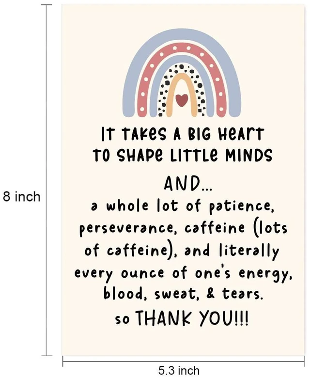 Alt view image 4 of 5 - Thank You Teacher Card, Appreciation Greeting Cards for Teachers, It Takes A Big Heart to Shape Little Minds Thanks Teacher Greeting Card, Teachers Appreciation Day Gifts
