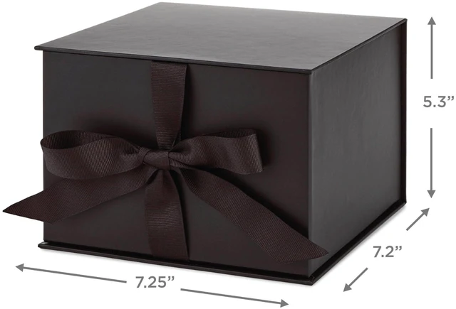 Alt view image 3 of 7 - Medium Gift Box with Lid and Shredded Paper Fill (Black 7 inch Box) for Weddings, Graduations, Birthdays, Father's Day, Groomsmen Gifts, All Occasion