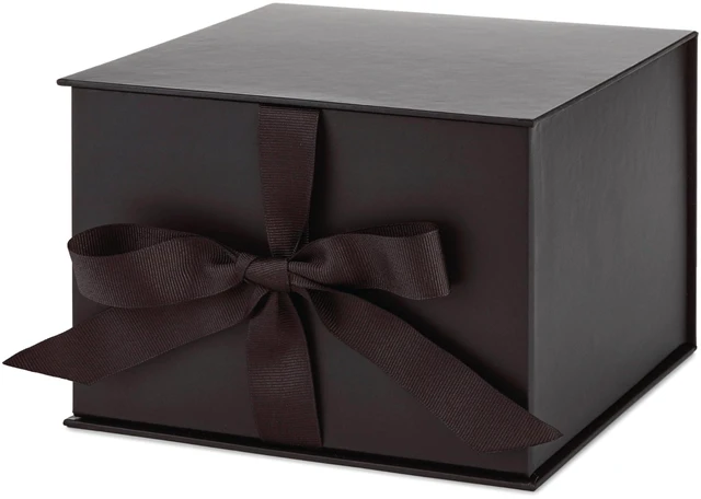 Alt view image 5 of 7 - Medium Gift Box with Lid and Shredded Paper Fill (Black 7 inch Box) for Weddings, Graduations, Birthdays, Father's Day, Groomsmen Gifts, All Occasion