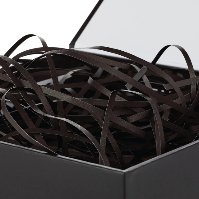 Alt view image 6 of 7 - Medium Gift Box with Lid and Shredded Paper Fill (Black 7 inch Box) for Weddings, Graduations, Birthdays, Father's Day, Groomsmen Gifts, All Occasion