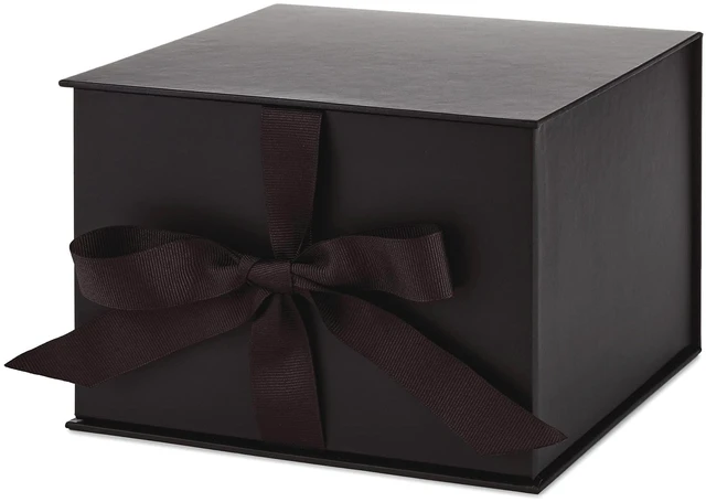 Alt view image 7 of 7 - Medium Gift Box with Lid and Shredded Paper Fill (Black 7 inch Box) for Weddings, Graduations, Birthdays, Father's Day, Groomsmen Gifts, All Occasion