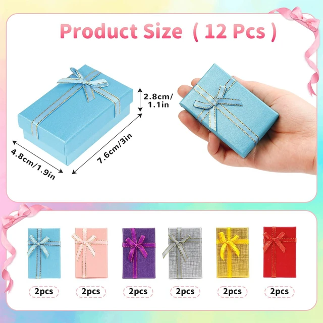Alt view image 2 of 7 - 12 Pcs Small Jewelry Gift Boxes, 3.1 x 1.9 x 1 Inch Small Empty Gift Boxes Set for Earrings Rings Necklaces, Jewelry Gifts Box for Wedding Anniversaries Birthday Valentine's Day