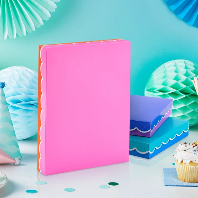 Alt view image 2 of 6 - Small Gift Boxes with Lids, 6-Pack (Scalloped Blue, Pink, Teal)