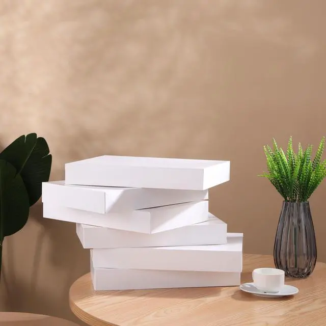 Alt view image 4 of 7 - 6 Pack 14" Medium White Gift Boxes With Lids For Clothes Presents