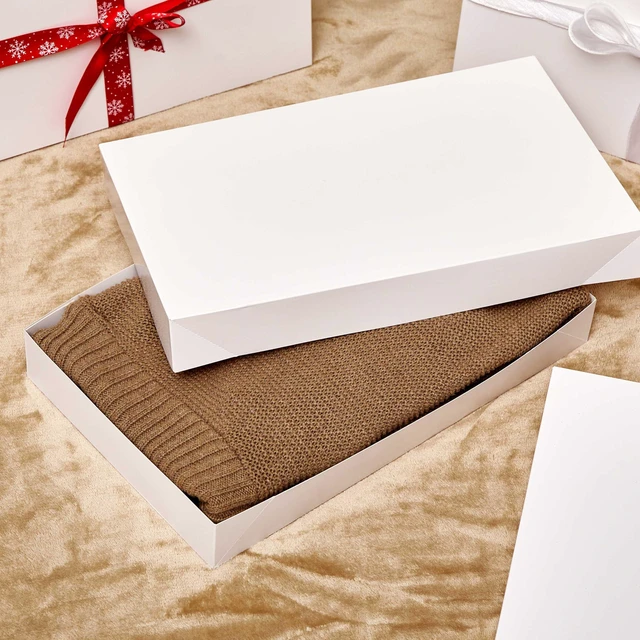 Alt view image 5 of 7 - 6 Pack 14" Medium White Gift Boxes With Lids For Clothes Presents