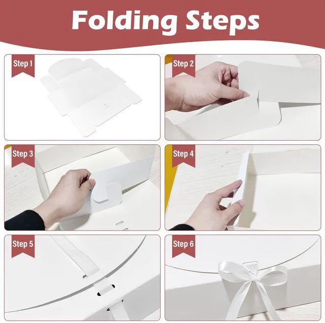 Alt view image 3 of 7 - 10 PCS White Gift Boxes with Lids 10.6x7.8x3.1 Inch Proposal box | Bridesmaid Proposal Box for Wedding, Kraft Paper, With Ribbon, Packaging, Present, Birthday, Graduation, Holiday, Christmas