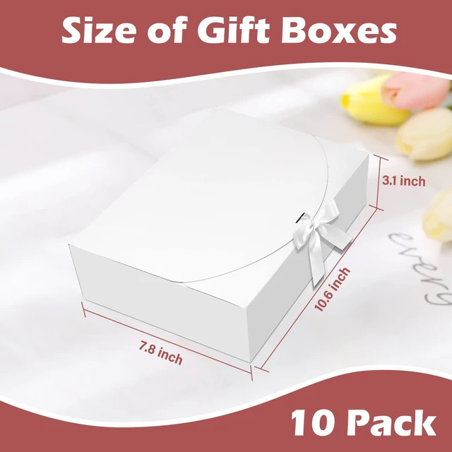 Alt view image 2 of 7 - 10 PCS White Gift Boxes with Lids 10.6x7.8x3.1 Inch Proposal box | Bridesmaid Proposal Box for Wedding, Kraft Paper, With Ribbon, Packaging, Present, Birthday, Graduation, Holiday, Christmas