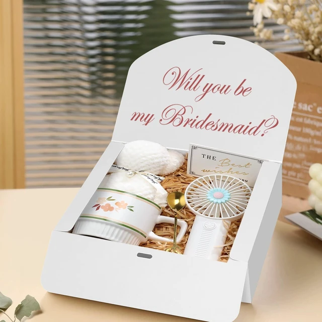 Alt view image 6 of 7 - 10 PCS White Gift Boxes with Lids 10.6x7.8x3.1 Inch Proposal box | Bridesmaid Proposal Box for Wedding, Kraft Paper, With Ribbon, Packaging, Present, Birthday, Graduation, Holiday, Christmas