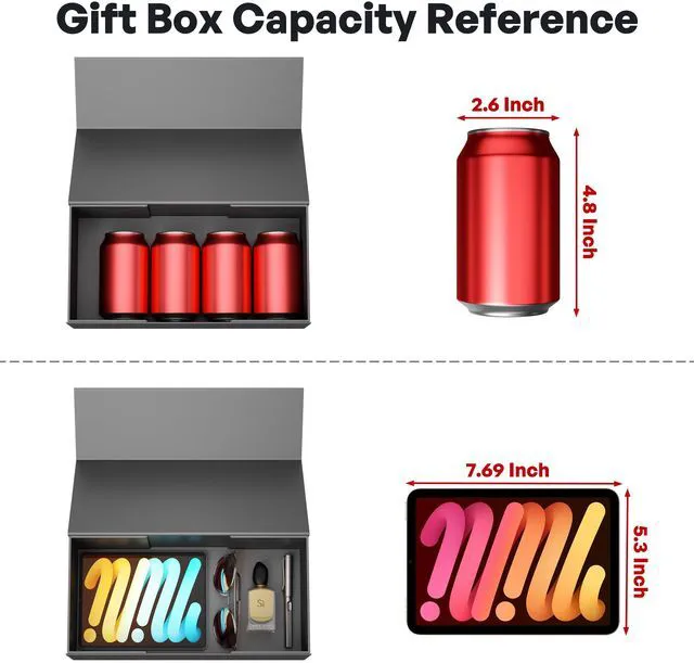 Alt view image 3 of 7 - Black Gift Box, 12x6x4'' Gift Boxes with Lids for Presents | Magnetic Closure, Collapsible Groomsmen Proposal Box for Birthday, Christmas, Graduation, Gift Packging Contains Ribbon, Card