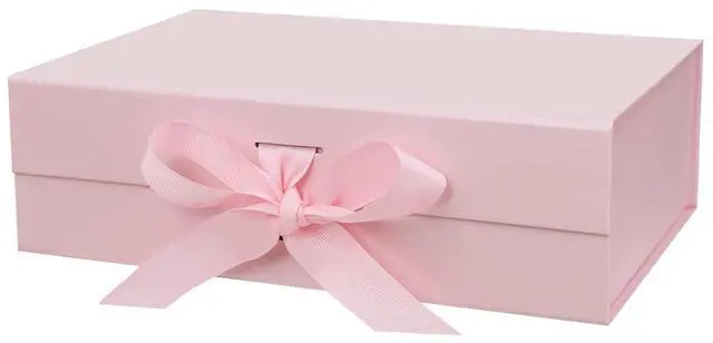 Main image of 10.5"x7.5"x3.1" Pink Magnetic Gift Box with Lid & Ribbon for Present | Cute Decorative Gift Boxes for Wedding, Birthday, Baby Shower, Graduation,Bridesmaid, Valentines day, Mother's Day, Christmas