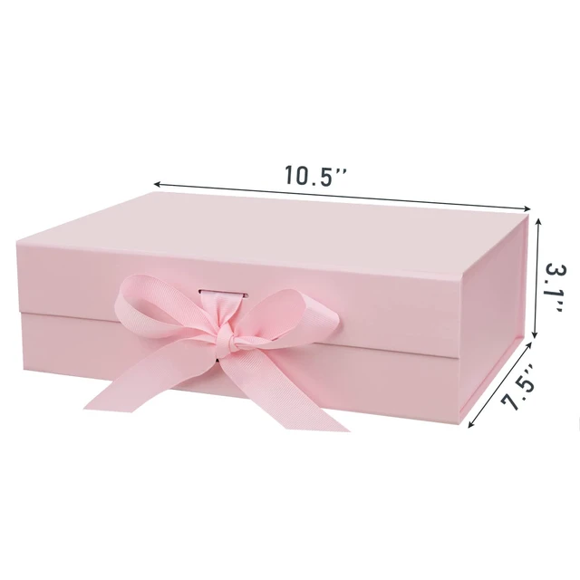 Alt view image 2 of 7 - 10.5"x7.5"x3.1" Pink Magnetic Gift Box with Lid & Ribbon for Present | Cute Decorative Gift Boxes for Wedding, Birthday, Baby Shower, Graduation,Bridesmaid, Valentines day, Mother's Day, Christmas