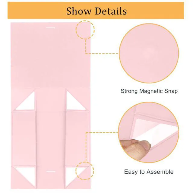 Alt view image 4 of 7 - 10.5"x7.5"x3.1" Pink Magnetic Gift Box with Lid & Ribbon for Present | Cute Decorative Gift Boxes for Wedding, Birthday, Baby Shower, Graduation,Bridesmaid, Valentines day, Mother's Day, Christmas