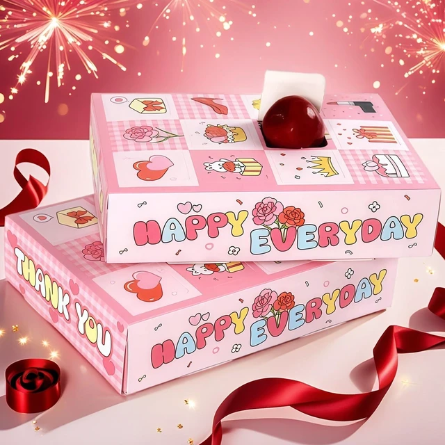 Main image of 5 Pack DIY Surprise Gift Boxes with Compartments Holes for 12 Days Advent | Empty Pink Box for Thanksgiving, Christmas, Birthday, Mother's Day, Valentine's Day, Anniversary, Women's Day, Graduation