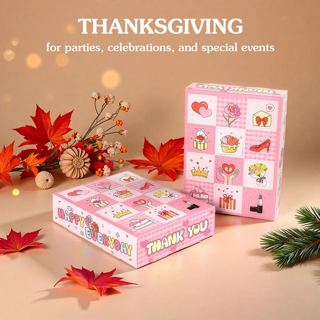 Alt view image 5 of 7 - 5 Pack DIY Surprise Gift Boxes with Compartments Holes for 12 Days Advent | Empty Pink Box for Thanksgiving, Christmas, Birthday, Mother's Day, Valentine's Day, Anniversary, Women's Day, Graduation