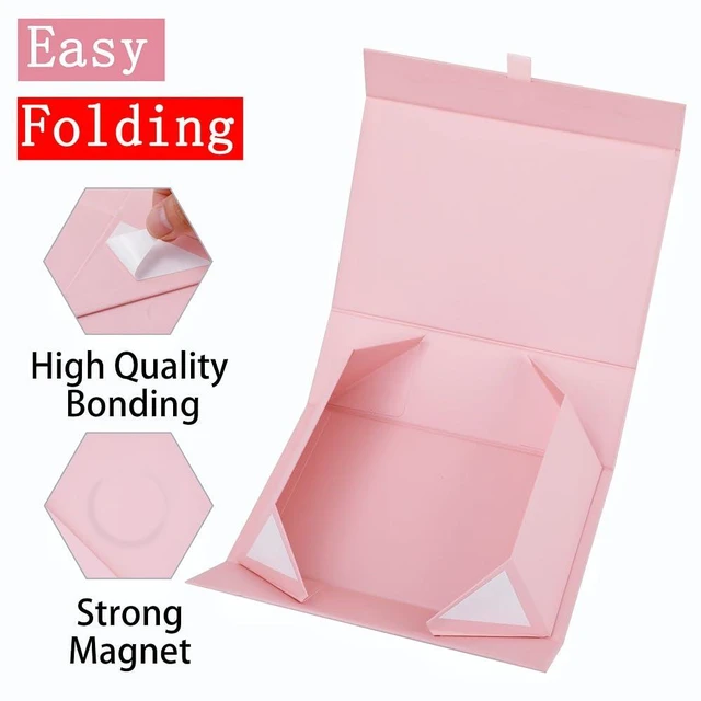 Alt view image 3 of 7 - Pink Gift Box 8x8x4 Inches Small Gift Boxes for Presents with Magnetic Closure Lid Luxury Collapsible Gift Box Bridesmaid, Wedding, Birthday Boxs for Gift Packaging