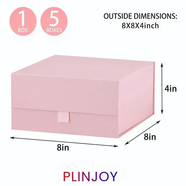 Alt view image 4 of 7 - Pink Gift Box 8x8x4 Inches Small Gift Boxes for Presents with Magnetic Closure Lid Luxury Collapsible Gift Box Bridesmaid, Wedding, Birthday Boxs for Gift Packaging