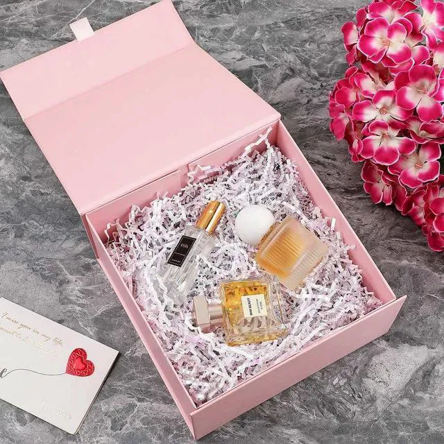 Alt view image 5 of 7 - Pink Gift Box 8x8x4 Inches Small Gift Boxes for Presents with Magnetic Closure Lid Luxury Collapsible Gift Box Bridesmaid, Wedding, Birthday Boxs for Gift Packaging