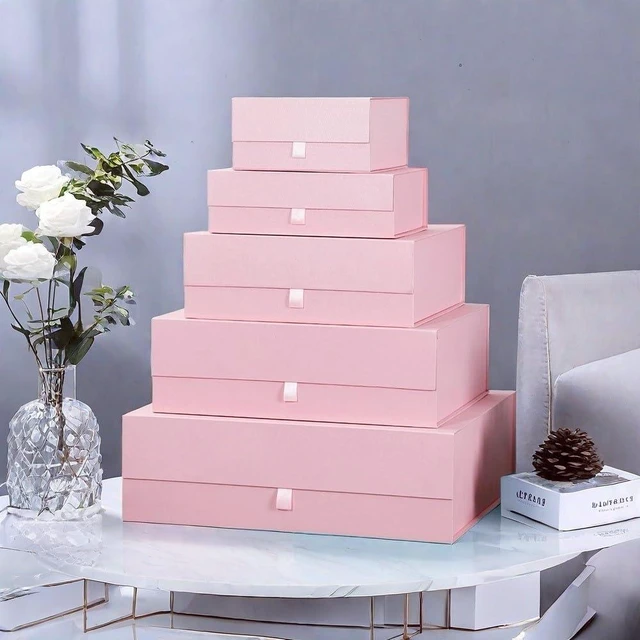 Alt view image 6 of 7 - Pink Gift Box 8x8x4 Inches Small Gift Boxes for Presents with Magnetic Closure Lid Luxury Collapsible Gift Box Bridesmaid, Wedding, Birthday Boxs for Gift Packaging