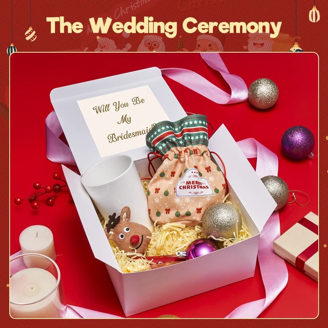 Alt view image 6 of 7 - 8x8x4 Gift Box 10 Pack White Gift Boxes with Lids for Present | 305gsm DIY Bridesmaid Proposal Box, Cardboard,Recyclable,Foldable Box for Christmas Gift,Wedding, Birthday Party