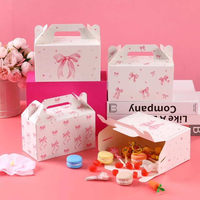 Alt view image 4 of 7 - 12 Count Pink Bow Treat Boxes Party Favors - 6x3.5x2.9 Inch Goodie Gift Boxes, Cute Bow Themed Candy Dessert Boxes for Birthday, Bridal & Baby Shower, Bachelorette