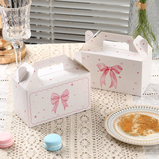 Alt view image 7 of 7 - 12 Count Pink Bow Treat Boxes Party Favors - 6x3.5x2.9 Inch Goodie Gift Boxes, Cute Bow Themed Candy Dessert Boxes for Birthday, Bridal & Baby Shower, Bachelorette