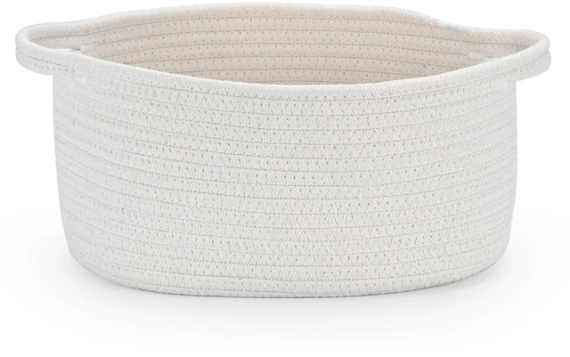 Main image of Medium Woven Cotton Rope Basket, Empty DIY Gift Basket for Burr | Great for Baby Shower, Birthday & Decor, Cute Decorative Storage Organizer, 13" x 8" x 6"