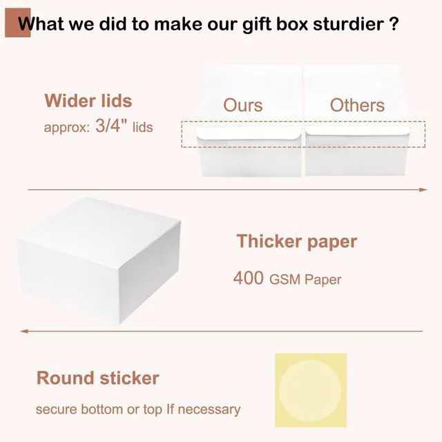 Alt view image 5 of 5 - Gift Boxes with Lids 10x10x5 Inches 10 Pack Bridesmaid Proposal Box | White Cardboard Gift Box for Presents, Christmas, Wedding, Graduation, Holiday, Birthday Craft Present Packaging