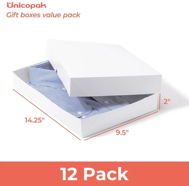 Alt view image 2 of 7 - 12 Pack Medium White Cardboard Gift Boxes with Lids for Presents, Gift Boxes for Clothes, Shirt Boxes, 14.25x9.5x2 Inches