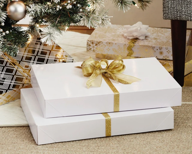 Alt view image 2 of 6 - 17" XL Gift Boxes with Lids (12 White Robe Boxes, White) | 17" XL size, Solid White with Matching Lids, Folds Flat for Storage, Ideal for Gifting Clothing, Responsibly Managed Paper