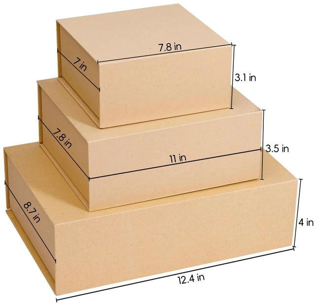 Alt view image 2 of 7 - Foldable Gift Box with Lid, 11x7.8x3.5 Inches, Magnetic Closure for Men - Wedding, Birthday, Graduation Packaging