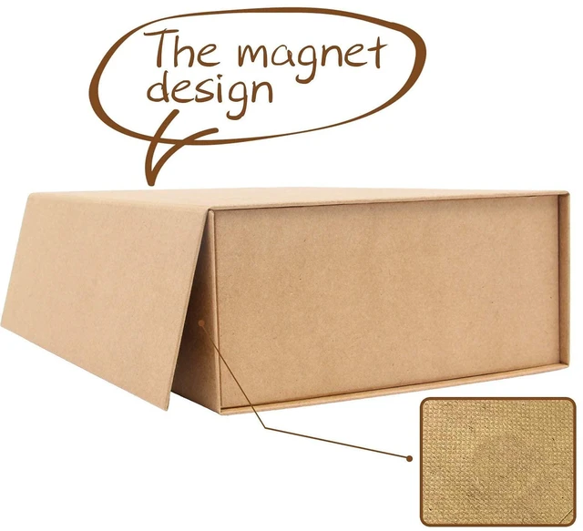 Alt view image 6 of 7 - Foldable Gift Box with Lid, 11x7.8x3.5 Inches, Magnetic Closure for Men - Wedding, Birthday, Graduation Packaging