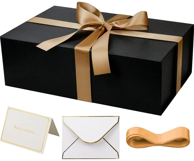 Main image of Large Black Gift Box with Magnetic Lids | 14x9x4.5Inches Large Bridesmaid Groomsman Proposal Boxes,for Wedding,Birthdays,Christmas,Gift Packaging.