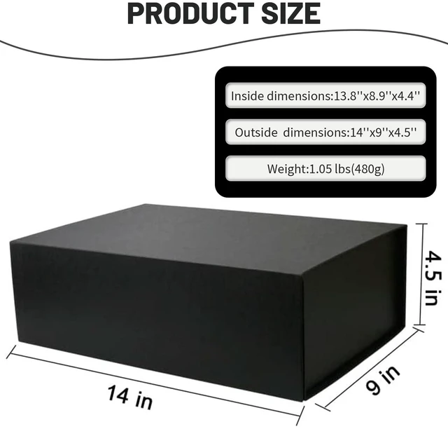 Alt view image 2 of 7 - Large Black Gift Box with Magnetic Lids | 14x9x4.5Inches Large Bridesmaid Groomsman Proposal Boxes,for Wedding,Birthdays,Christmas,Gift Packaging.