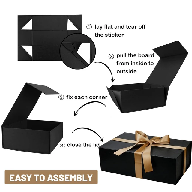 Alt view image 4 of 7 - Large Black Gift Box with Magnetic Lids | 14x9x4.5Inches Large Bridesmaid Groomsman Proposal Boxes,for Wedding,Birthdays,Christmas,Gift Packaging.