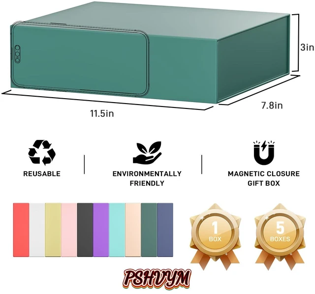Alt view image 2 of 7 - Gift Box 11.5x7.8x3 In, Green Gift Boxes with Lids for Presents | Collapsible Magnetic Gift Box for Shirts, Clothes, Clothing, Bridesmaid, Christmas, Birthday, Wedding, Contains Ribbon, Card