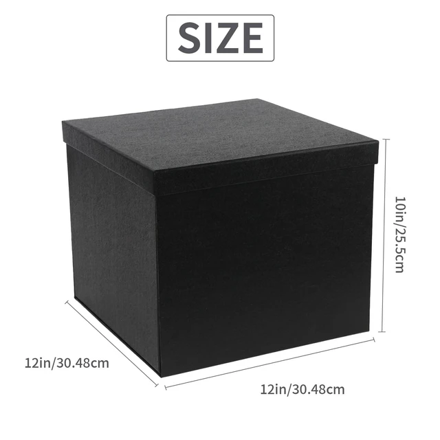 Alt view image 3 of 7 - Large Black Gift Box with Lid 12x12x10 Inches | Birthday Present Box,Gift Boxes with Ribbon Card Shredded Paper for Christmas Party Valentine's Day Mother's Day Anniversary.