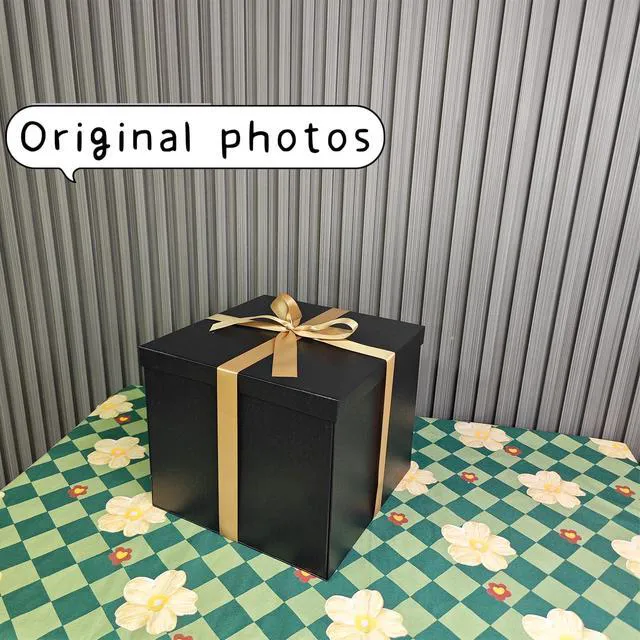 Alt view image 7 of 7 - Large Black Gift Box with Lid 12x12x10 Inches | Birthday Present Box,Gift Boxes with Ribbon Card Shredded Paper for Christmas Party Valentine's Day Mother's Day Anniversary.